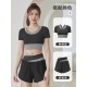 聚衣堂夏季新款短款拼色运动健身瑜伽假两件瑜伽服套装