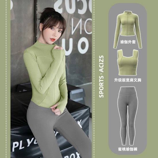 聚衣堂春秋女紧身长袖上衣外套蜜桃臀健身套装欧美跑步速干瑜伽服