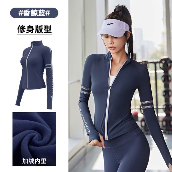 聚衣堂秋冬外穿跑步运动健身带拉链修身速干显瘦加绒瑜伽服外套