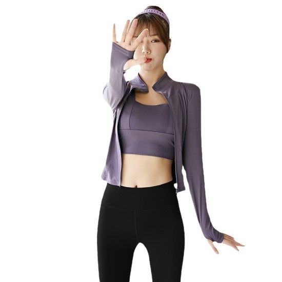 聚衣堂春秋女紧身长袖上衣外套蜜桃臀健身套装欧美跑步速干瑜伽服