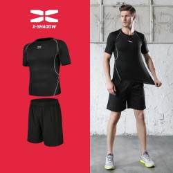聚衣堂男士休闲户外运动速干衣短袖跑步服套装两件套批发可做logo