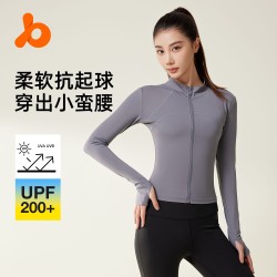 聚衣堂拼线瑜伽外套速干透气防紫外线健身衣显瘦轻薄防晒衣