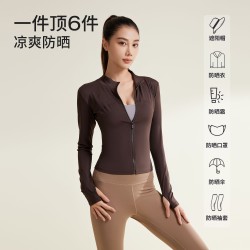 聚衣堂拼线瑜伽外套速干透气防紫外线健身衣显瘦轻薄防晒衣