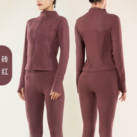 聚衣堂保暖瑜伽裤女双面磨毛蜜桃美臀健身裤套装跑步运动紧身裤