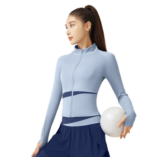 聚衣堂拼色瑜伽外套速干透气瑜伽服修身显瘦裸感健身外套女