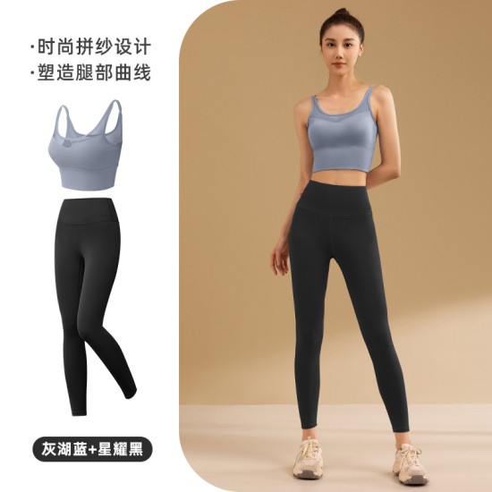 聚衣堂新款春夏季瑜伽服女健身高腰提臀显瘦瑜伽健身裤运动套装