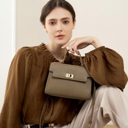 2024新款流行百搭牛皮高级感真皮凯莉包mini斜挎手提小包包女经典