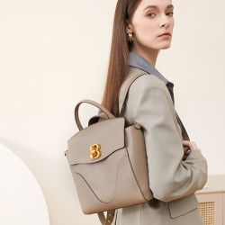 2024 Design Genuine Leather Wave Bag Same Style Commuting Large Capacity Backpack Handbag European and American Computer Women's Briefcase