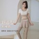 拼色外穿速干高腰紧身带胸垫假两件短袖跑步健身瑜伽运动套装