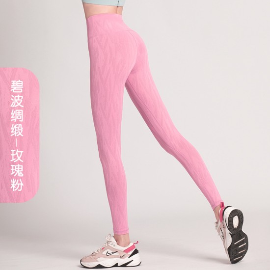 聚衣堂瑜伽裤女蜜桃高腰提臀提花打底速干跑步健身房运动瑜伽服