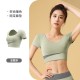 拼色短袖瑜伽服套装女春夏露脐短款上衣提臀裤跑步运动健身服