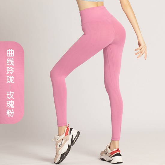 聚衣堂瑜伽裤女蜜桃高腰提臀提花打底速干跑步健身房运动瑜伽服