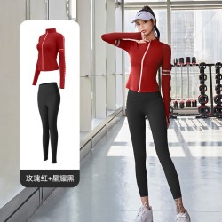聚衣堂女秋冬外穿裸感紧身普拉提健身运动长袖套装瑜伽服