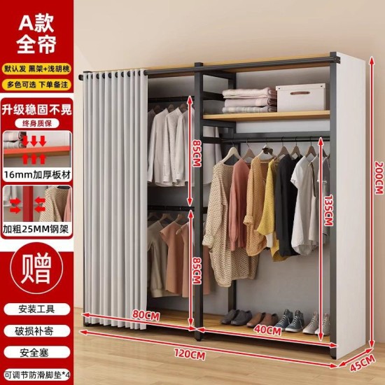 衣柜加高简易组装衣帽架卧室收纳组合衣帽间架子子家用挂衣架落地