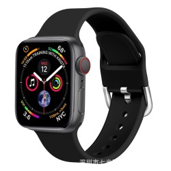 适用于Apple watch苹果7单色方扣硅胶表带扣式透气替换表带