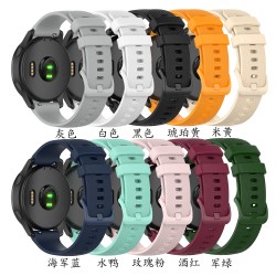 适用佳明vivoactive4/3硅胶表带Forerunner245/645小格纹表带