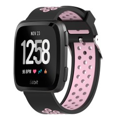 适用于versa2 lite双色金属针扣透气圆孔运动表带fitbit手表带