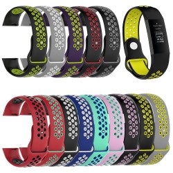 适用于fitbit charge3双色硅胶运动表带charge4透气款现货批发