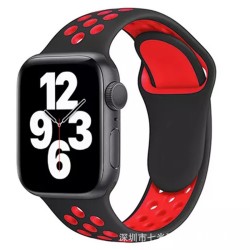 适用苹果双色硅胶表带apple watch S7反扣透气孔运动七彩表带现货