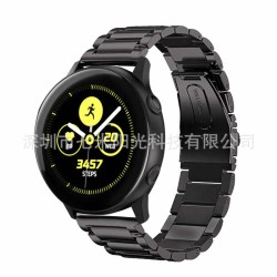 适用三星galaxy watch active三珠表带优质不锈钢金属盖乐世表带