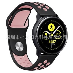 适用三星galaxy watch active双色硅胶表带耐克运动网孔透气表带