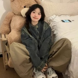 韩版hiphop水洗做旧牛仔短外套女春秋宽松减龄气质百搭夹克上衣潮