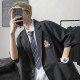 短袖西装外套男ins潮牌潮流帅气徽章宽松夏季DK制服学生休闲西服