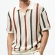 Striped color contrast casual shirt   欧美条纹撞色休闲毛织衫