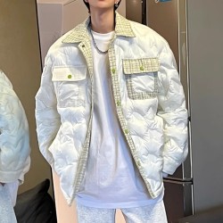 法式小香风格子棉服男冬季加厚小众高级感情侣棉衣oversize外套潮